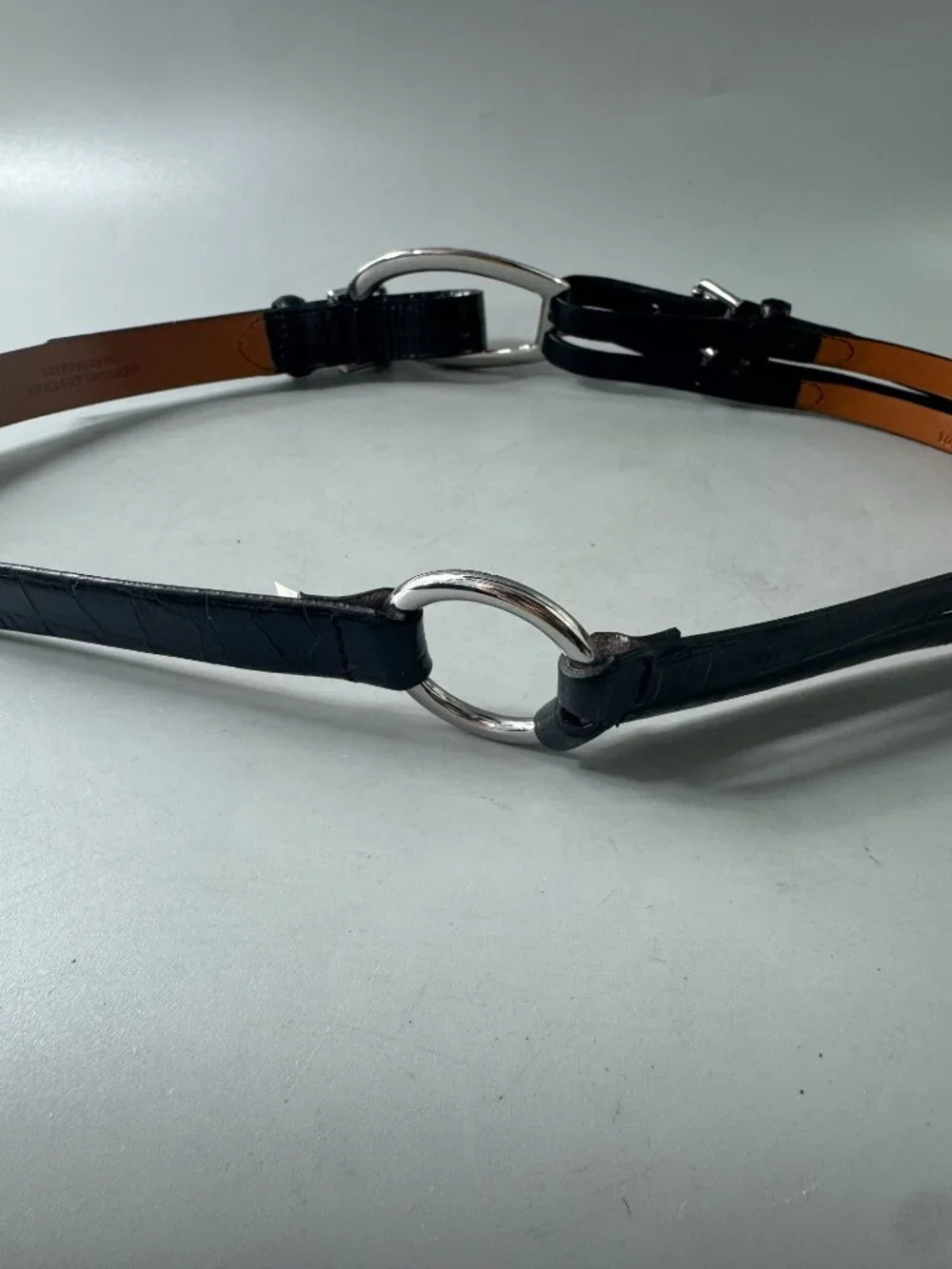 Lauren Ralph Lauren Tri-Strap Black Leather Belt, Size L